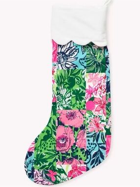 Lilly Pulitzer Patchwork Floral Holiday Stocking party punch patch new pink